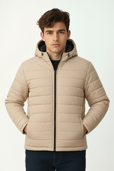 Removable Hood Puffer Jacket - Skin